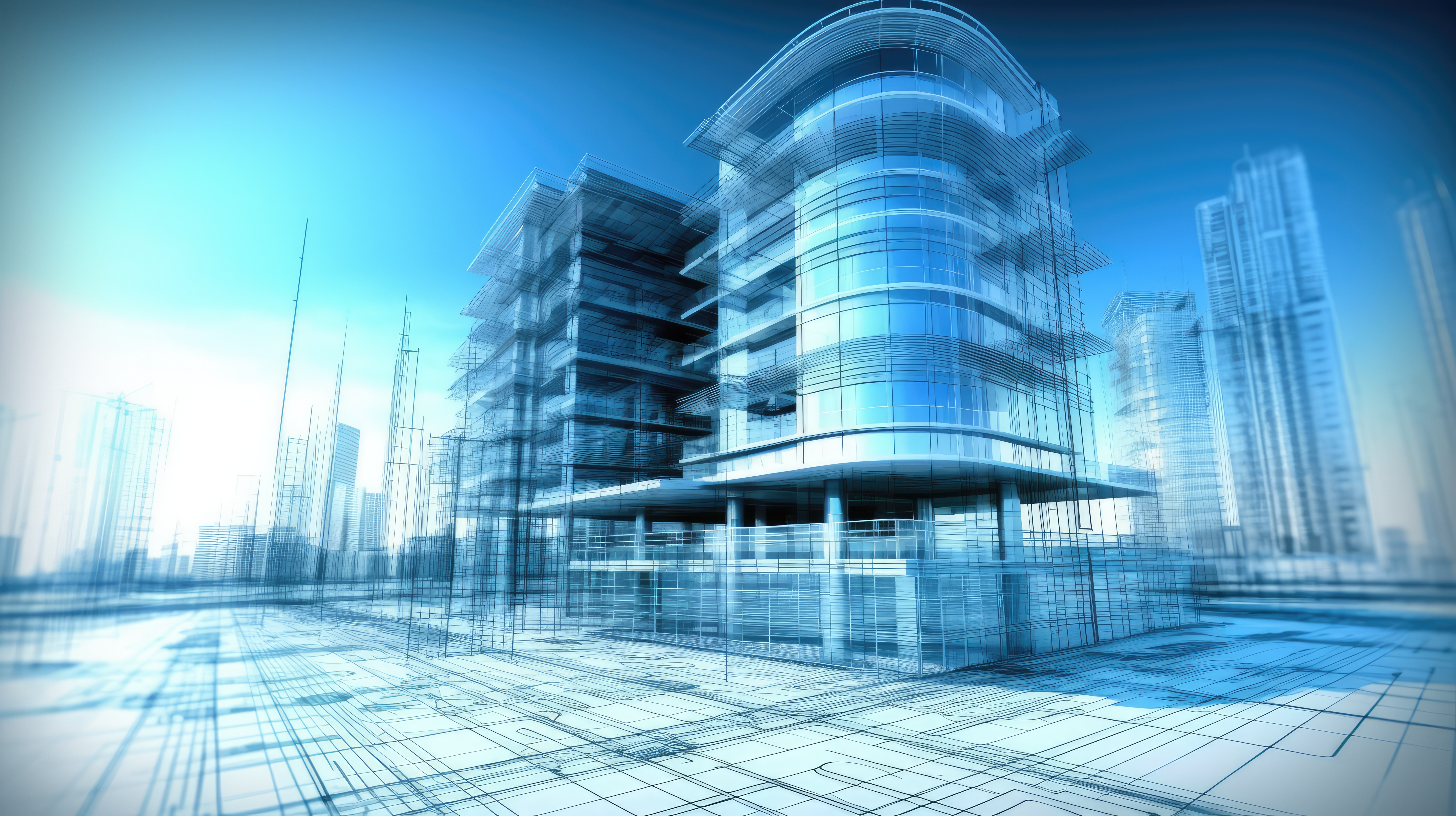 Futuristische Grafik von Gebäuden in Planung